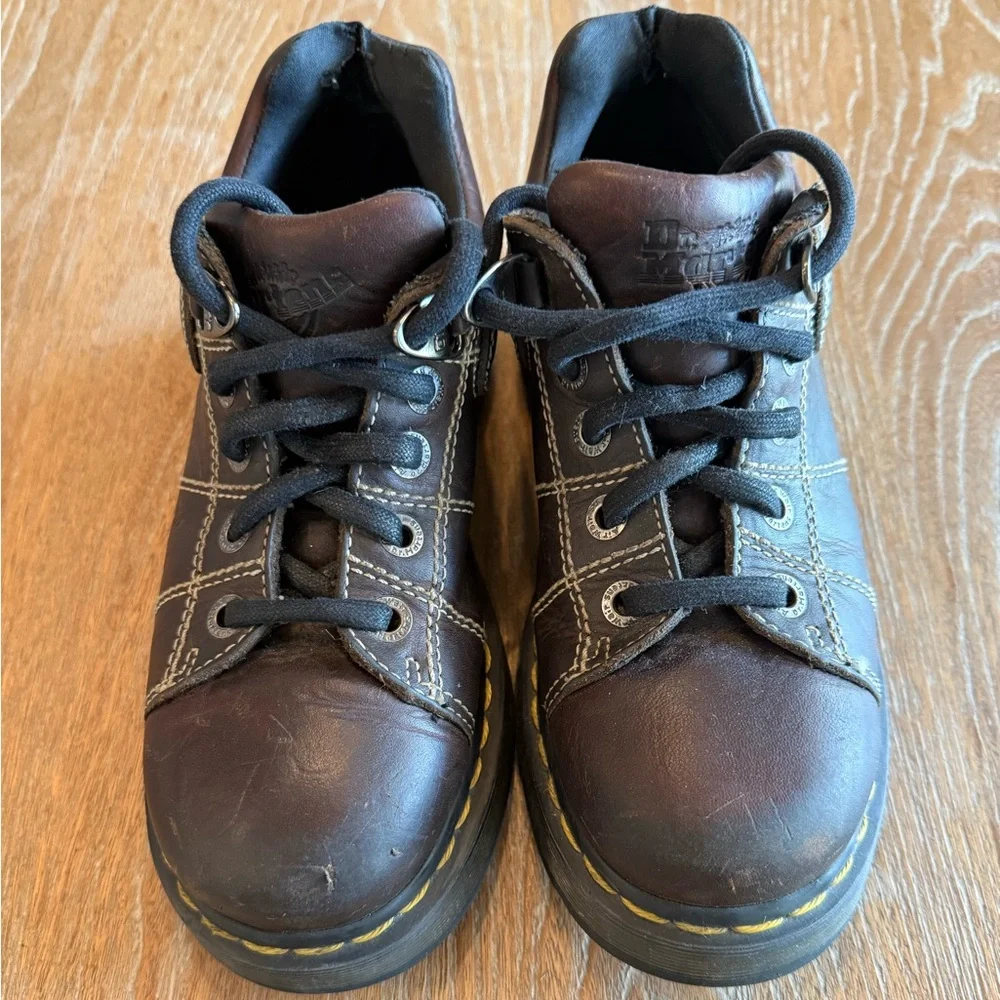 DR. MARTENS Vintage 9806 Brown Leather Chunky Oxford‎ Platform Y2K Women’s Sz 8